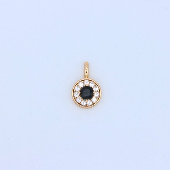 "Black Center Round Pendant in Rose Gold with Crystal Halo, XPPT1595 - Picture 9 of 13